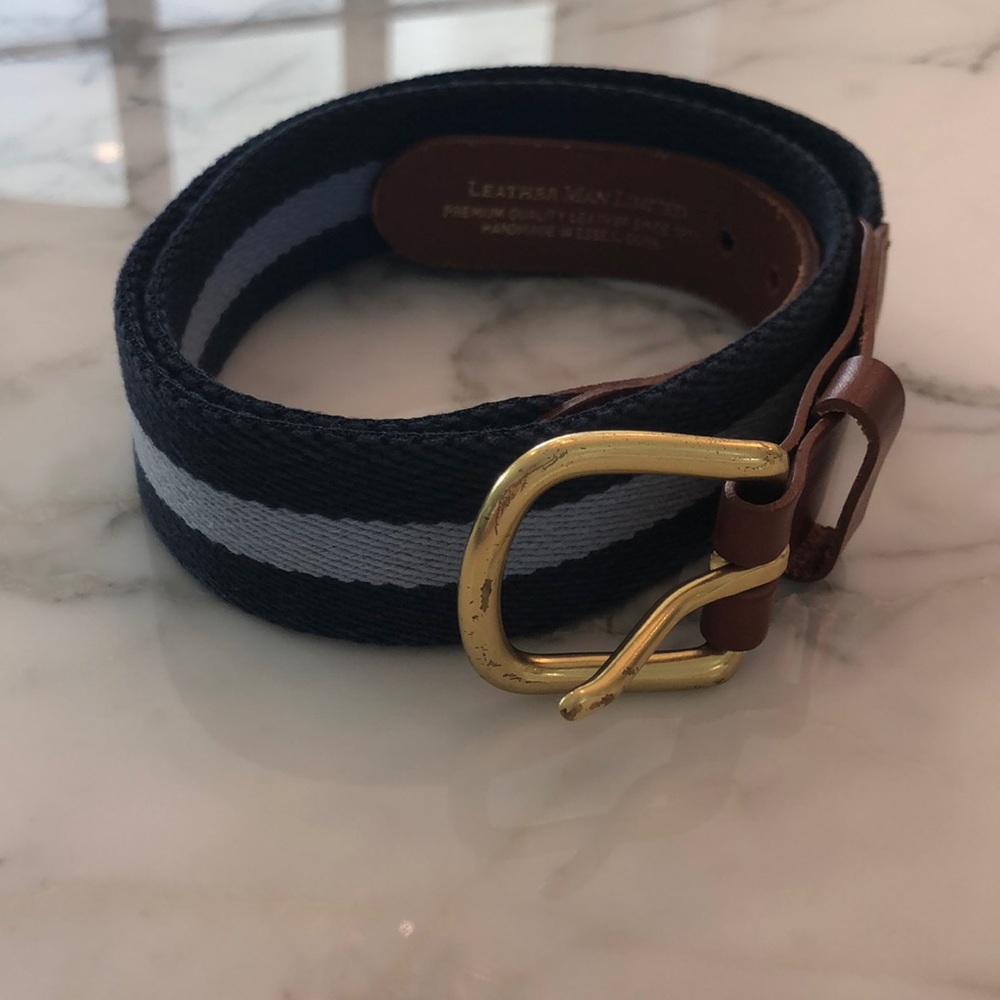 Leather man blue stripe belt sz 30